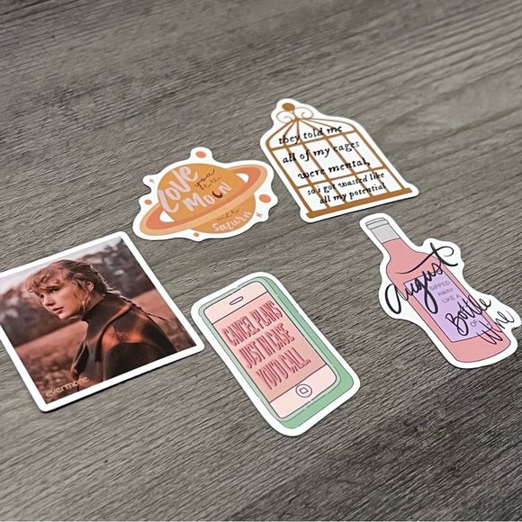 Taylor Swift Folklore Stickers Set of 5 new - Picture 4 of 4